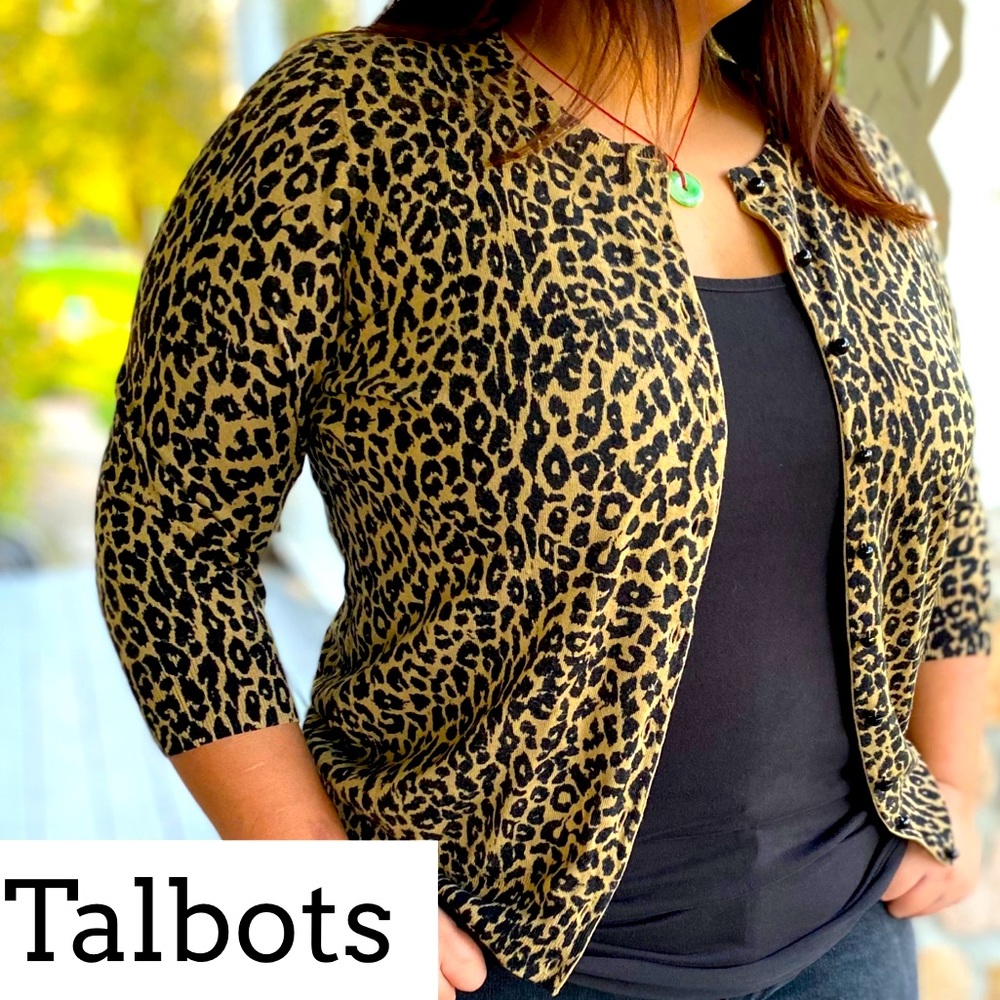 Leopard Talbots Button Cardigan